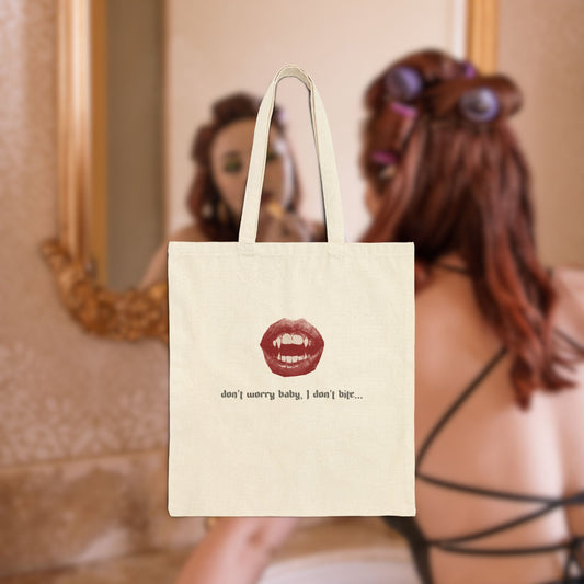 I Don't Bite... Cotton Canvas Tote Bag