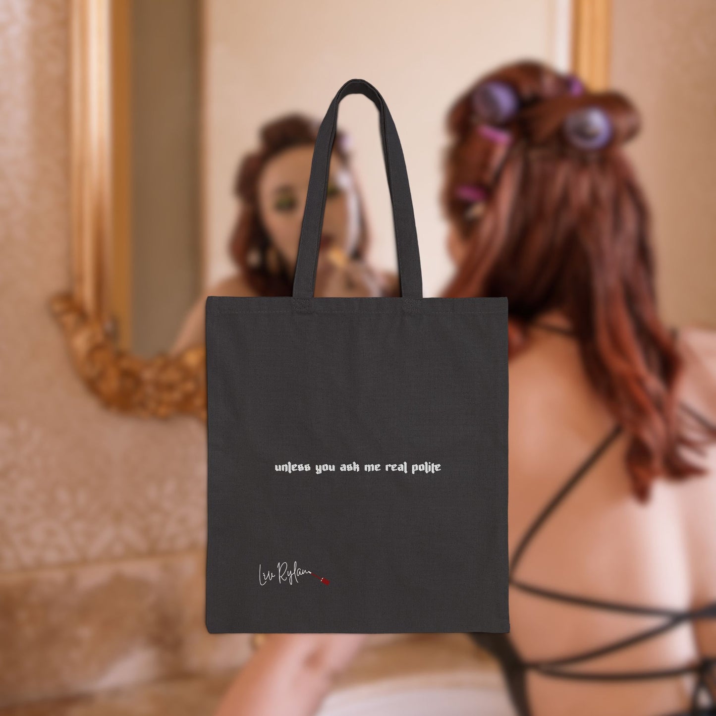 I Don't Bite... Cotton Canvas Tote Bag - black